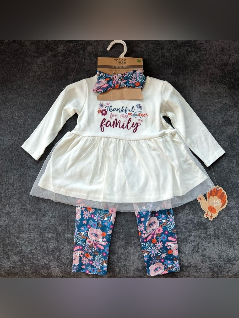 NWT Chick Pea Thanksgiving 3 Piece Outfit Size 12 Months